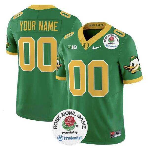 Mens Oregon Ducks Active Player Custom Green 2024 F.U.S.E. Rose Bowl Vapor Limited Stitched Football Jersey